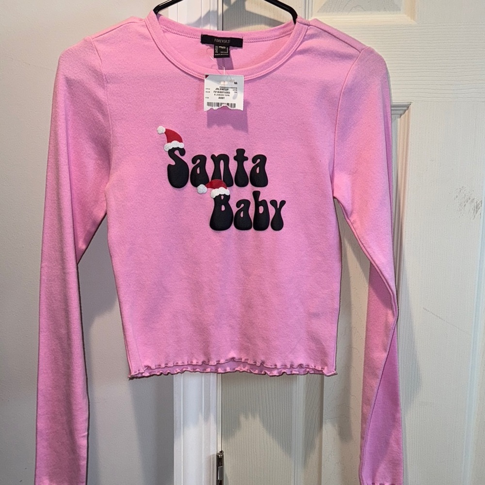 Pink Santa Baby Kids Long Sleeve Top